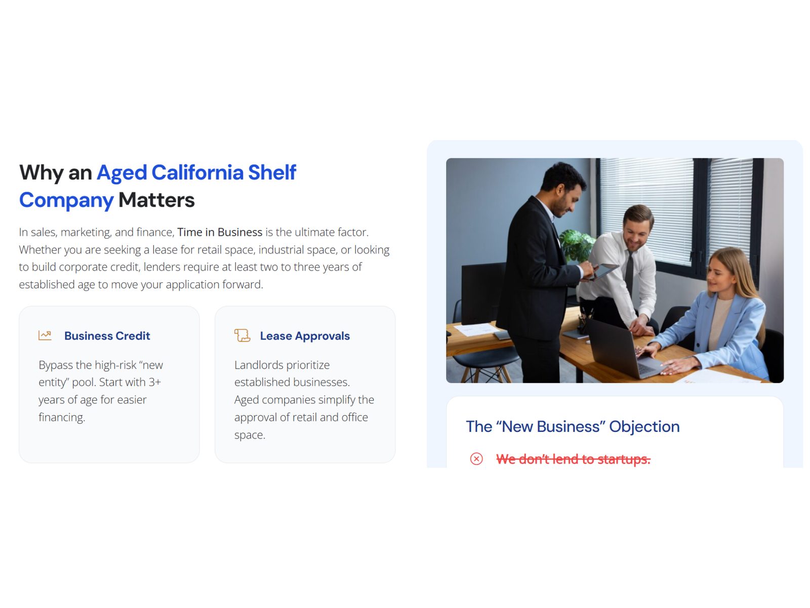California Shelf Company: Why an Aged California Shelf Company Matters section