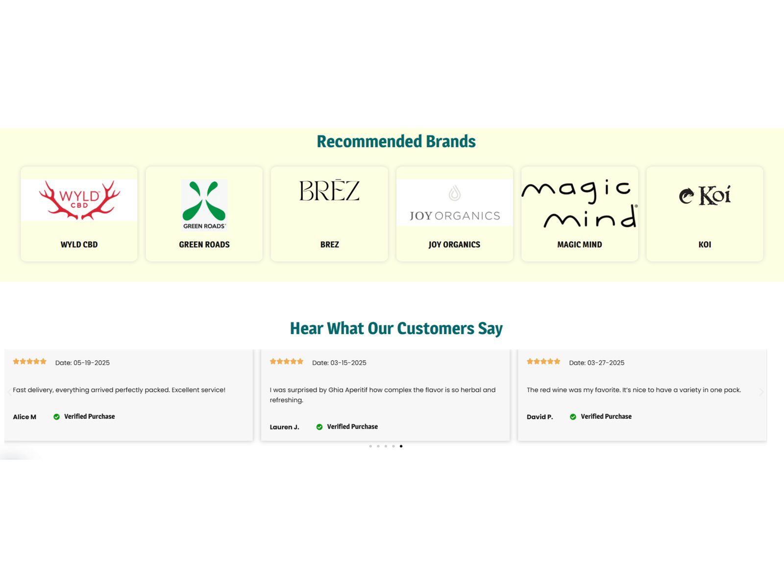 Dynamic Pure Recommended Brands strip and customer reviews