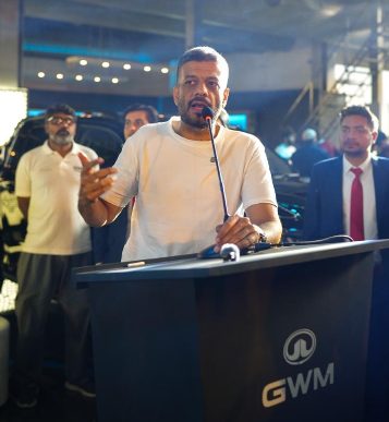 Speaker presenting at the GWM stand during the auto show